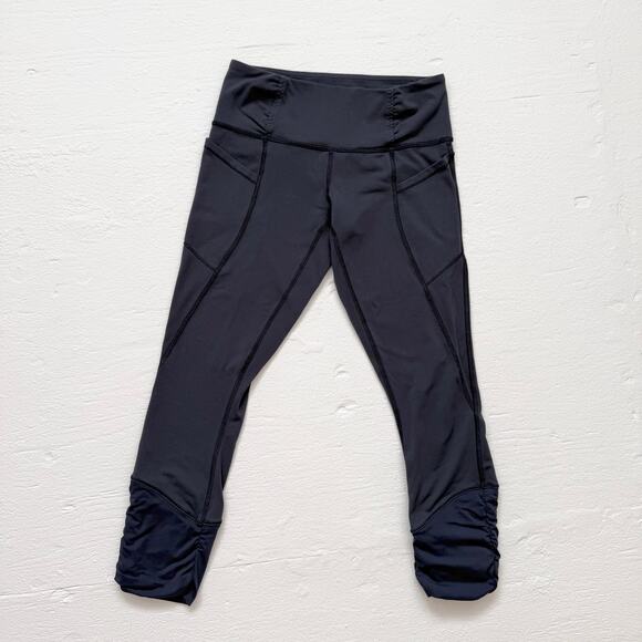 Lululemon Navy Ruched Hem Leggings 23” Inseam, Size 4 - Picture 1 of 7